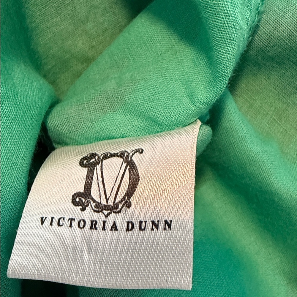 Victoria Dunn Flutter Floral Green Button Down Cap Sleeve Blouse Top Size Medium - Picture 6 of 7